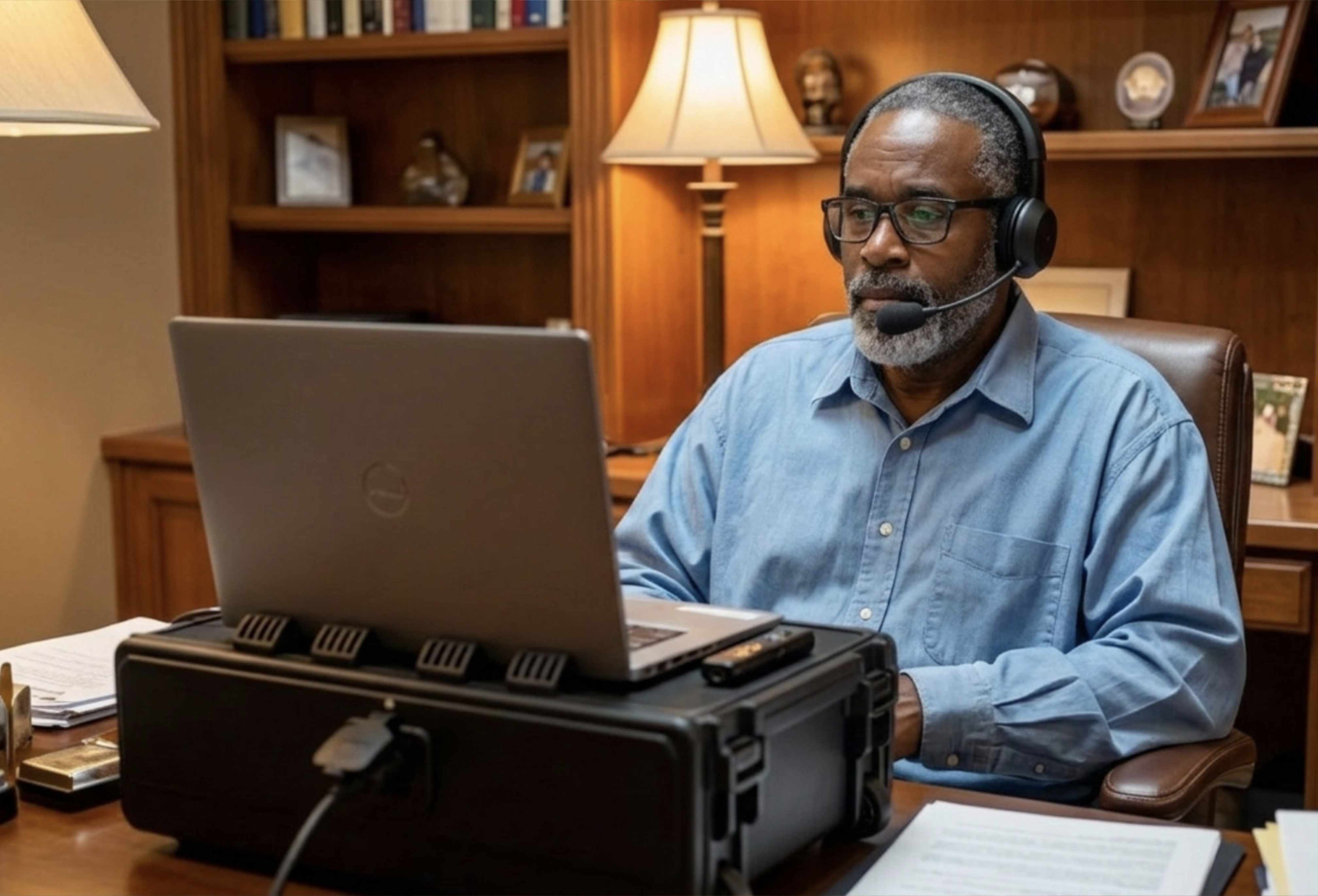 Man at recording rig